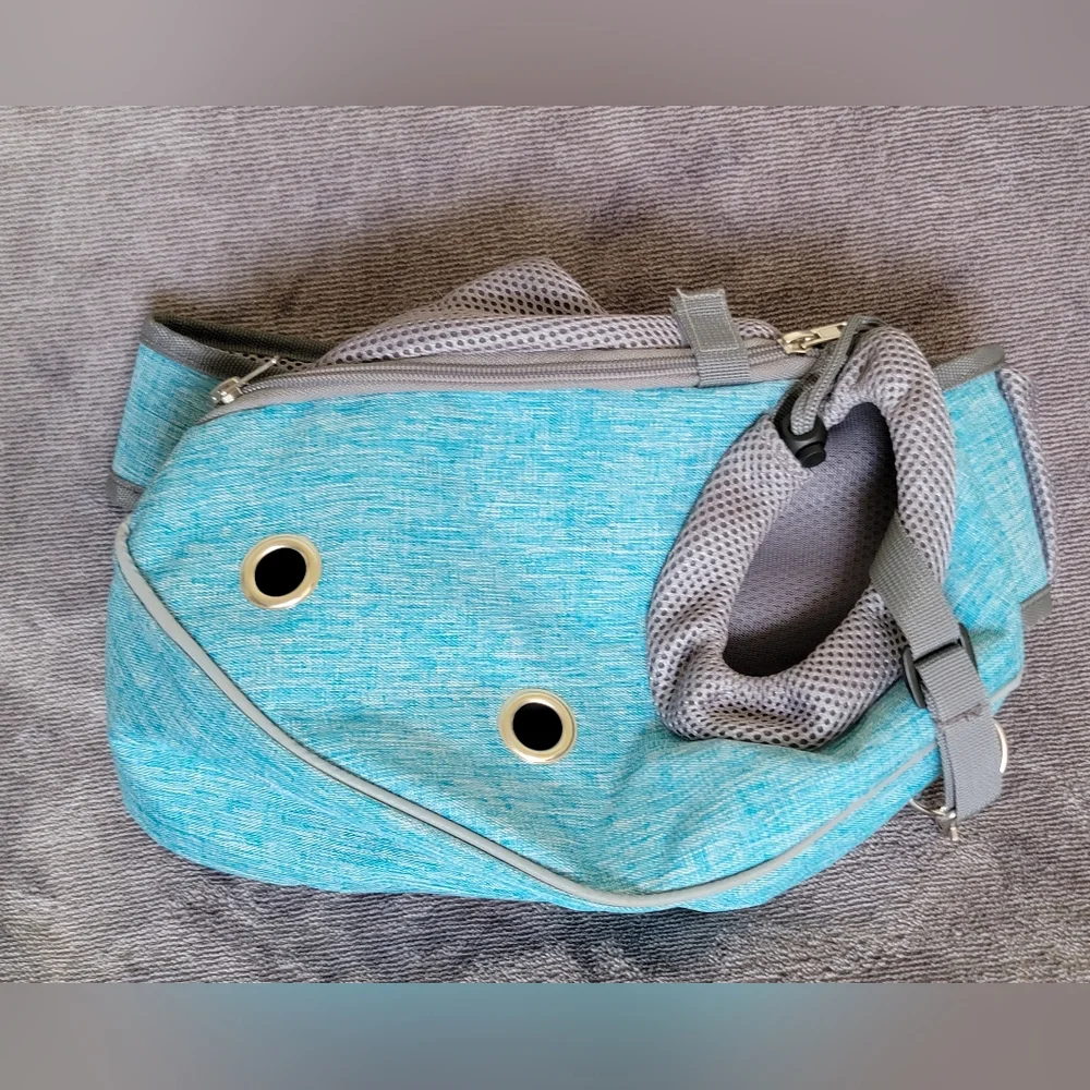 PetAmi Tiffany Blue and Gray Pet Dog Cat Sling Carrier NWOT Sz Small Up To 5lbs - Picture 3 of 14
